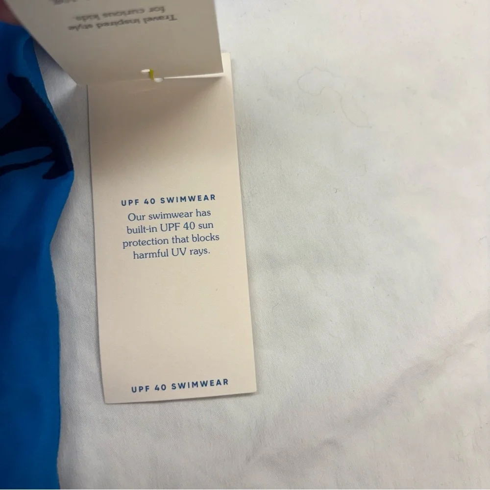 NEW Tea Collection Blue‎ Navy Dolphin Swim Top Rashguard Size 8 NWT
